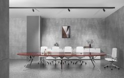 Louis O shaped conference table with stainless steel base
